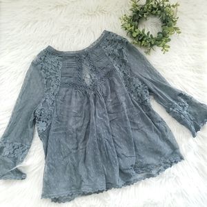 Free People Sheer/Lace Babydoll top